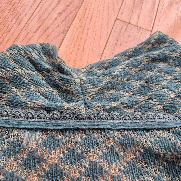 Anthropologie Knitted & Knotted Cardigan Sweater Green Beige L - Picture 10 of 14